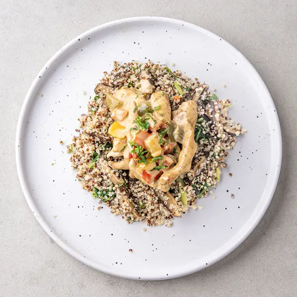 Fricassee A la Chicken & Mushroom With Spinach Quinoa Mix